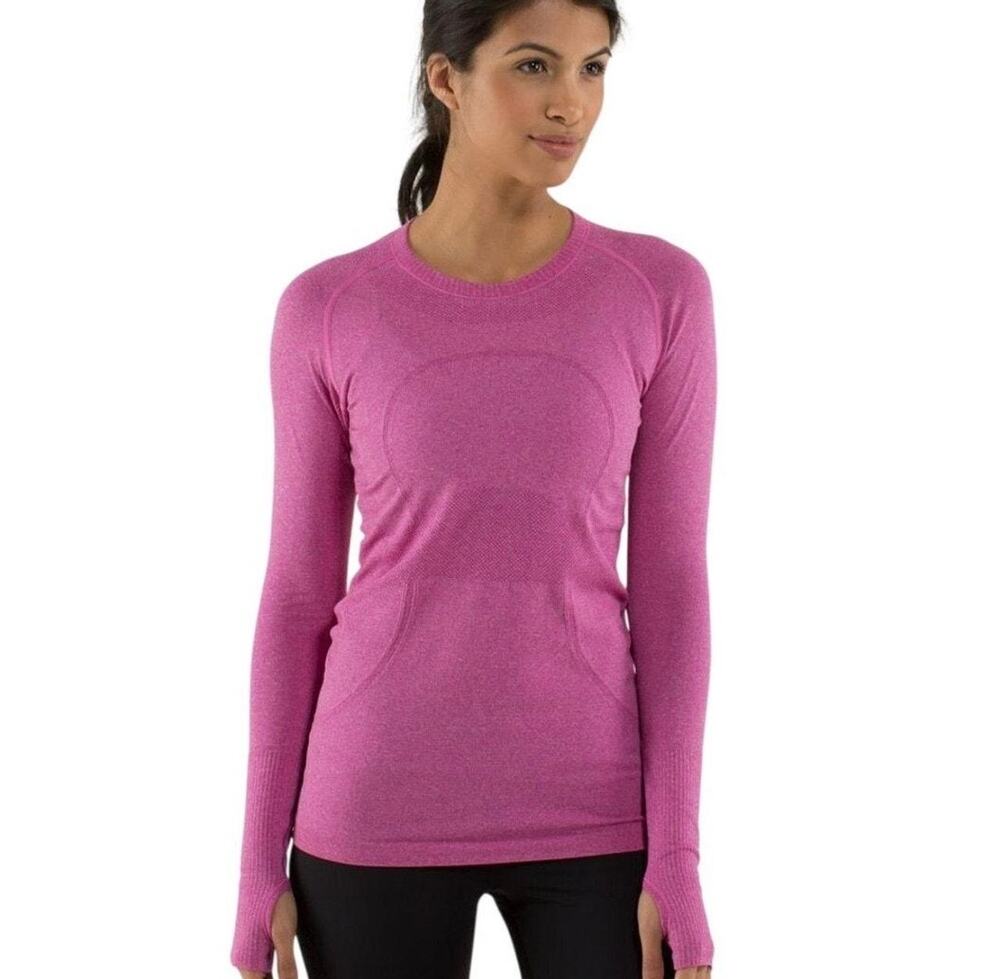 LULULEMON Heathered Raspberry Swiftly Tech Long Sleeve Crew Top Athleisure $78